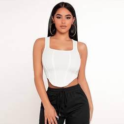 Shein Solid Curved Hem Tank Top