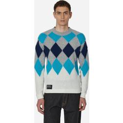 Moncler FRGMT Argyle Wool and Cashmere Sweater Blue