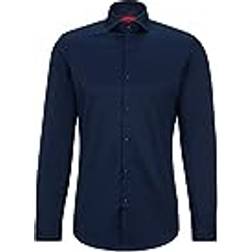 Hugo Boss Kason Slim Fit skjorta för män av lätt bomullstwill, Navy413