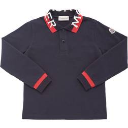 Moncler Kid's Cotton Pique l/s Polo Shirt - Dark Blue