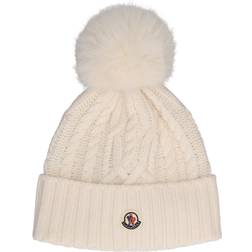 Moncler Logo cable-knit wool and cashmere beanie white One fits all