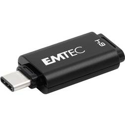 Emtec USB Typ-C 64 GB 3.2 kompatibel USB 2.0 och 3.1 ECMMD64GDD403 snabb blixt drive upp till 80 MB/s ultralätt nyckel Clipable Lock på baksidan svart