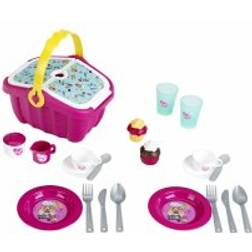 Klein Theo 9527 Barbie Picnik Basket Sturdy toy Basket Full of Colourful Tableware and Cupcakes for Two Toys for Children Years 3 and over