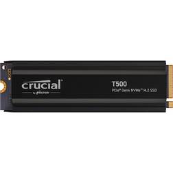 Crucial T500 2 TB Gen4 NVMe M.2 intern spelSSD med kylfläns, upp till 7 400 MB/s, PlayStation 5 kompatibel plus 1 mån Adobe CC Alla appar – CT2000T500SSD5