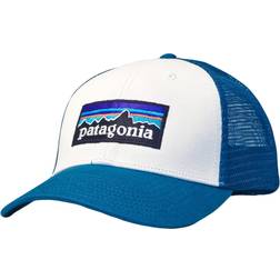 Patagonia P-6 Logo Lopro Trucker Hat White W/Wavy Blue