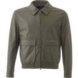 Lardini Green Leather Jacket with Maxi Pockets IT54