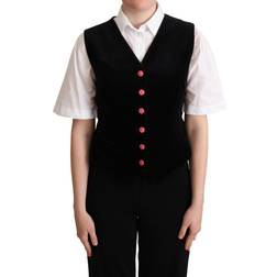 Dolce & Gabbana Black Velvet Sleeveless Waistcoat Vest IT46
