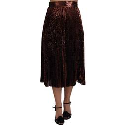 Dolce & Gabbana Sequined High Waist A-line Maxi Skirt - Bronze