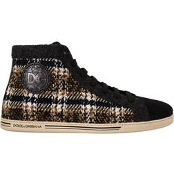 Dolce & Gabbana Beige Brown Wool Cotton High Top Sneakers EU44/US11