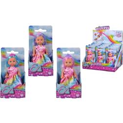 Simba 105733634 Evi Love Princess, 3-fach sortiert, es wird nur ein Artikel geliefert, Spielpuppe als Regenbogen Prinzessin mit bunten Haaren, 12cm, ab 3 Jahren
