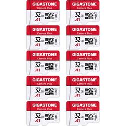 Gigastone 32 GB 10-pack Micro SD-kort med 2 x SD-adapter 4 x minifodral, kamera Plus, Nintendo-Switch kompatibel, hög hastighet 90 MB/s, Full HD-videoinspelning, Micro SDHC UHS-I A1 klass 10