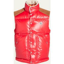Moncler Mens Red Ardeche Corduroy-contrast Regular-fit Shell-down Gilet