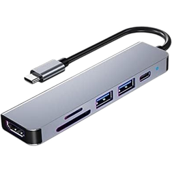SZPACMATE USB C HUB, Multiport USB C Adapter for MacBook Pro & Air Accessories, 6 in 1 Dongle HUB with 4K HDMI, USB 3.0, SD/TF Card Reader, 100W PD Compatible for Laptops and Other Type-C Devices