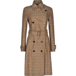 Versace Allover' Double-Breasted Trench Coat Beige