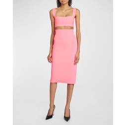 Victoria Beckham VB Body high-rise knit midi skirt pink
