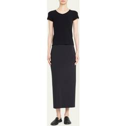 The Row Marinella silk midi skirt black