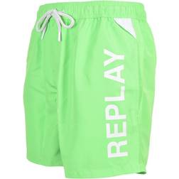 Replay Side Logo Swim Shorts, Lime Green