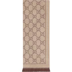 Gucci GG Jacquard Knitted Scarf - Light Brown