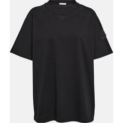 Moncler Crystal-embellished cotton T-shirt black
