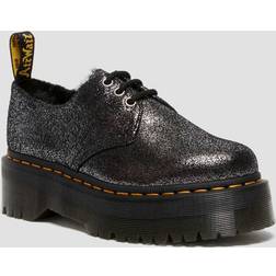 Dr. Martens Men's 1461 Faux Fur-Lined Metallic Leather Platform Shoes in Black/Metallic