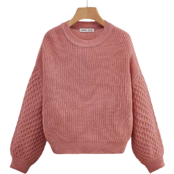 Shein Girls Drop Shoulder Cable Knit Sweater