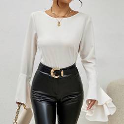 Shein Solid Flare Sleeve Blouse