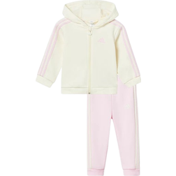 adidas Baby's Essentials Full-Zip Hooded Jogger Set - Ivory/Clear Pink