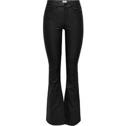 Only Blush Coated Skinny Flared Pant - Black