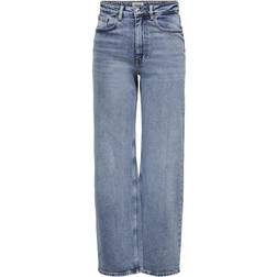 Only Juicy High Waist Wide Leg Jeans - Blue/Medium Blue Denim