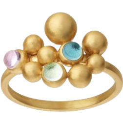 ByBiehl Pebbles Colours Ring - Gold/Multicolour