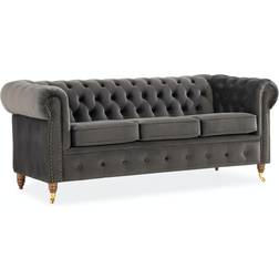 Manor House Chesterfield Deluxe Grey/Dark Brown Soffa 203cm 3-sits