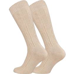 Cotton Prime Traditional Cable Pattern Socks - Beige