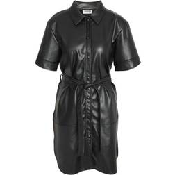 Noisy May Andy Short Faux Leather Dress - Black