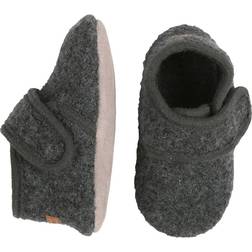 Melton Wool Soft Shoe w. Velcro - Antracite