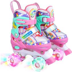 4-Pejiijar Unicorn Kids Roller Skates - Pink
