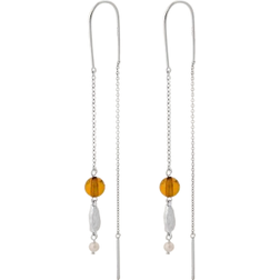 Pernille Corydon Glow Earrings - Silver/Amber/Pearl