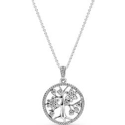 Pandora Family Tree Necklace - Silver/Transparent