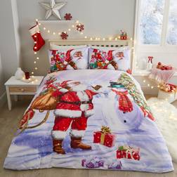 Fusion Christmas Santa & Snowy Påslakan Röd, Multifärgad (200x140cm)