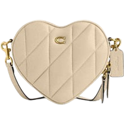 Coach Heart Crossbody With Quilting - Brass/Ivory