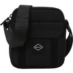 Replay Fabric Logo With Punch Shoulder Bag - Black