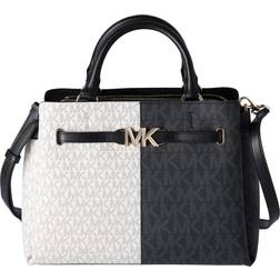 Michael Kors Reed Large Two Tone Graphic Logo Belted Satchel - Black Combo