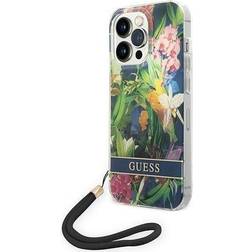 Guess Flower Cord Case for iPhone 14 Pro (Blue)