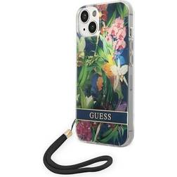 Guess Flower Cord Case for iPhone 14 (Blue)