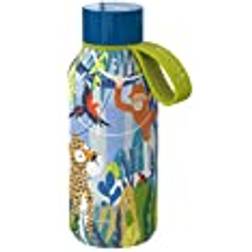 Quokka Solid Kids with strap Stainless steel double wall vacuum insulated water bottle, portable thermos 330 ml (Jungle)