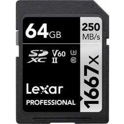 LEXAR Professional SDXC Class 10 UHS-II U3 V60 250/80MB/s 64GB (1667x)