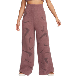 Nike Sportswear Phoenix Cozy Bouclé Women's High-Waisted Wide Leg Knit Pants - Smokey Mauve/Plum Eclipse