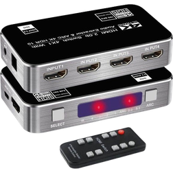 Nördic SGM-142 2.0b HDMI Switch with Audio Extractor & ARC 4xHDMI - HDMI/Optical/3.5 F-F