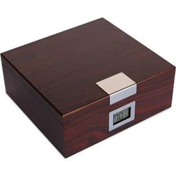 Case Elegance Handcrafted Cherry Finish Cedar Humidor with Front Digital Hygrometer