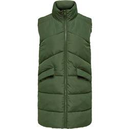 Only Matilde Long Quilted Vest - Green/Kalamata