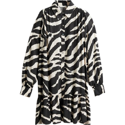 H&M Oversized Shirt Dress - Dark Grey/Zebra Print
